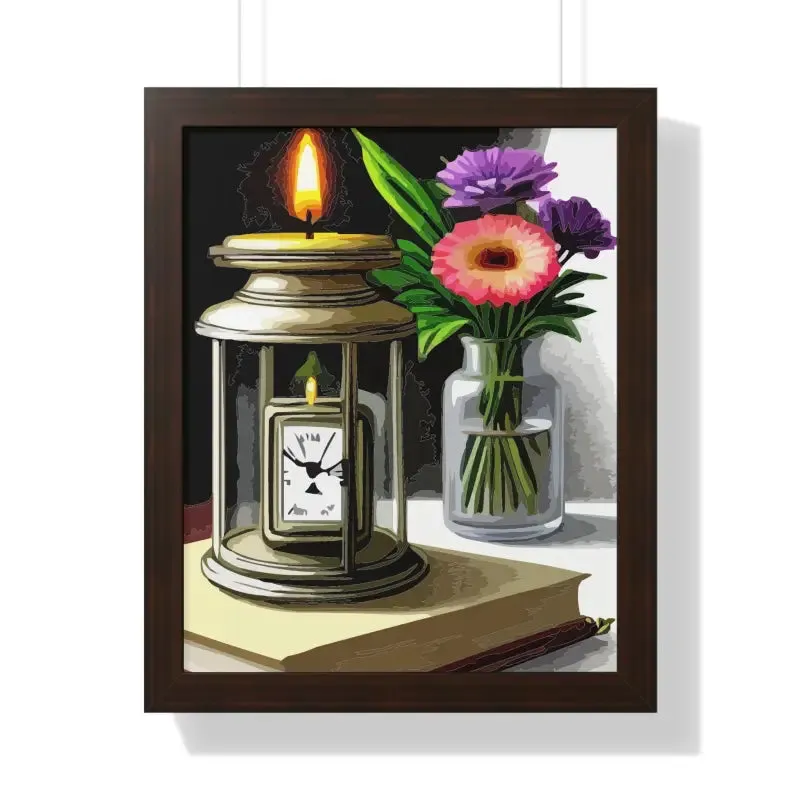 Timeless Candle Pocket Watch Framed Vertical Poster