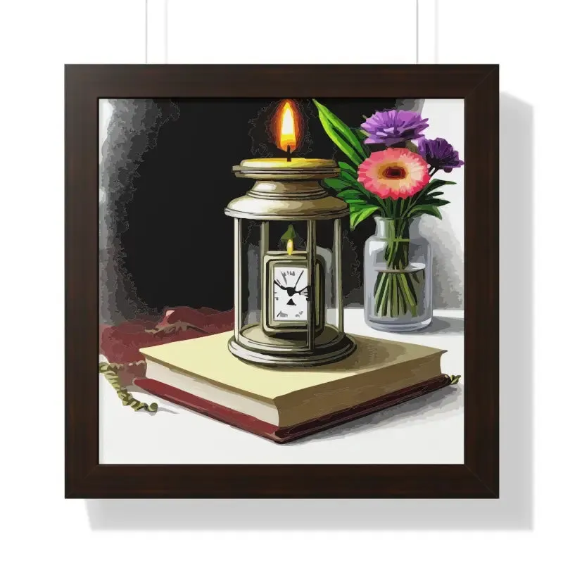 Timeless Candle Pocket Watch Framed Vertical Poster