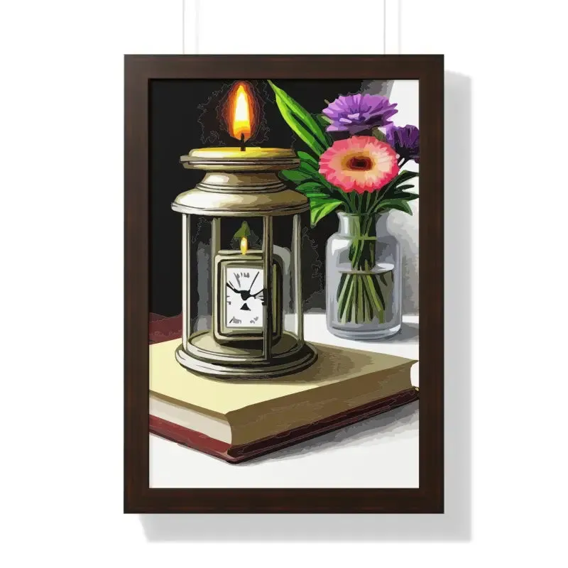 Timeless Candle Pocket Watch Framed Vertical Poster