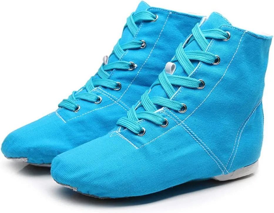 TINRYMX Canvas Lace Up Jazz Boots Ballroom Modern Dance Shoes Over The Ankle for Women