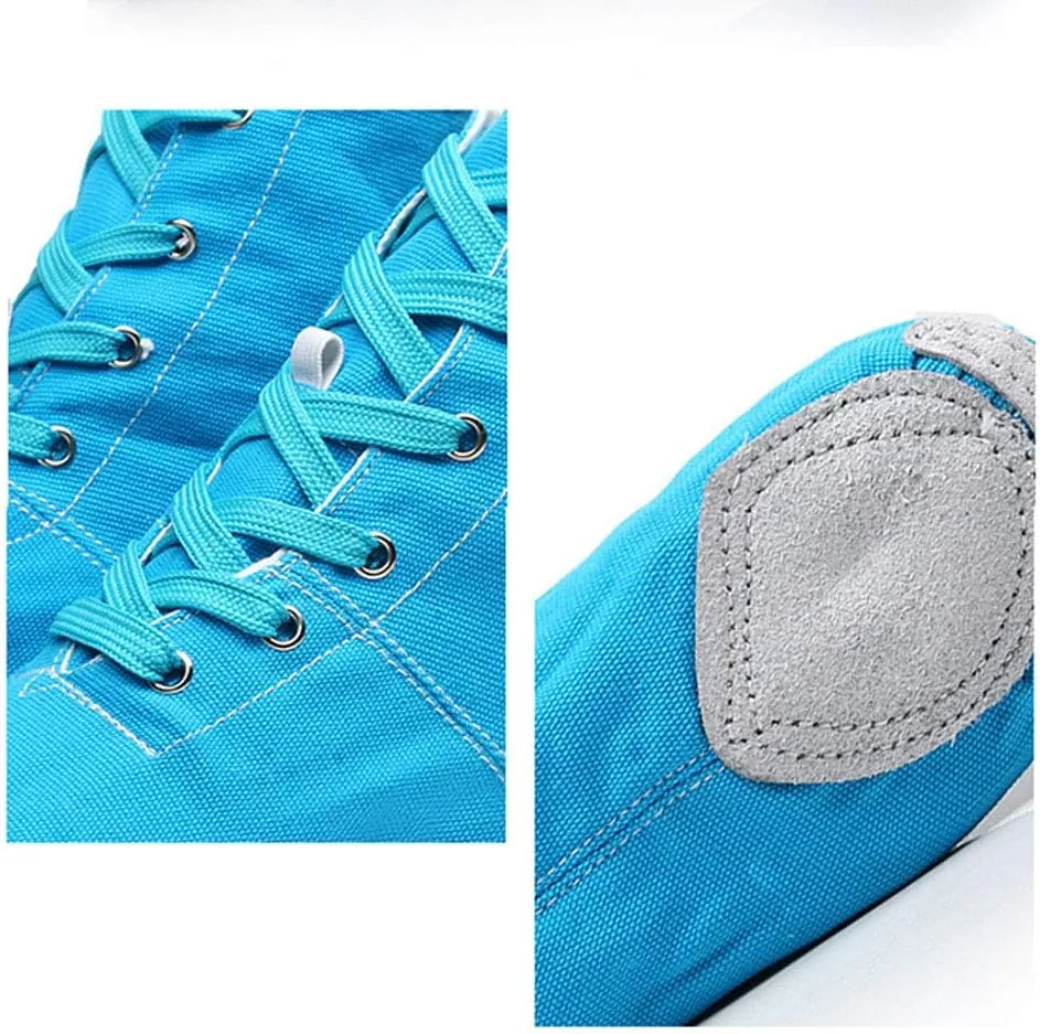 TINRYMX Canvas Lace Up Jazz Boots Ballroom Modern Dance Shoes Over The Ankle for Women