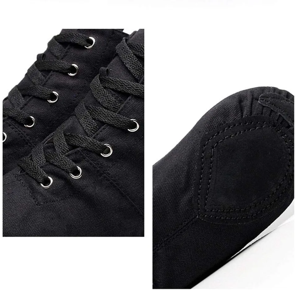 TINRYMX Canvas Lace Up Jazz Boots Ballroom Modern Dance Shoes Over The Ankle for Women