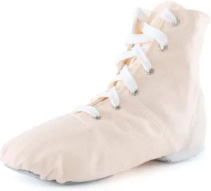 TINRYMX Canvas Lace Up Jazz Boots Ballroom Modern Dance Shoes Over The Ankle for Women