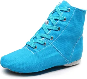 TINRYMX Canvas Lace Up Jazz Boots Ballroom Modern Dance Shoes Over The Ankle for Women