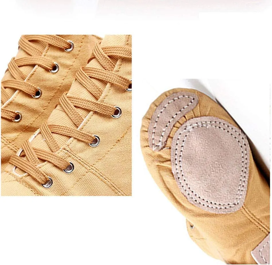 TINRYMX Canvas Lace Up Jazz Boots Ballroom Modern Dance Shoes Over The Ankle for Women