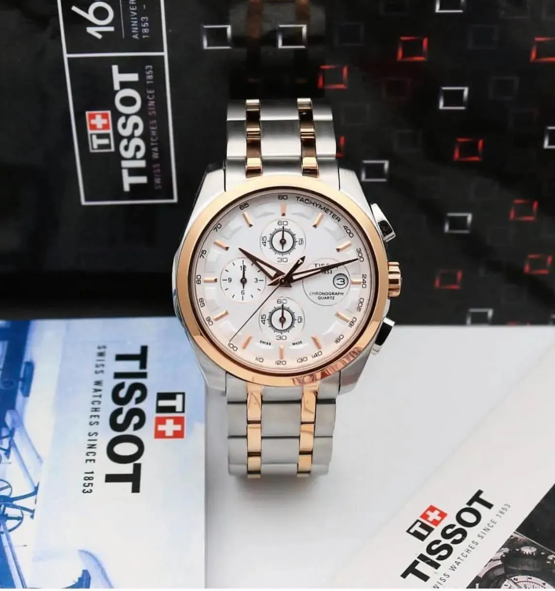 Tissot Men's Watch 1853 – Classic Round Dial, Quartz Movement, Chronograph