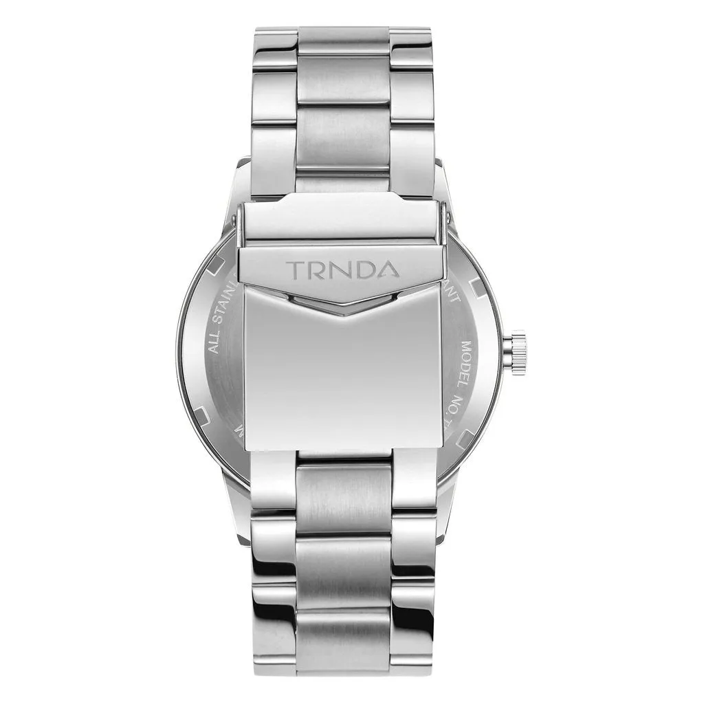 TRNDA STAINLESS STEEL MEN'S WATCH - TIMELESS BLACK DIAL & SILVER BAND FASHION STATEMENT