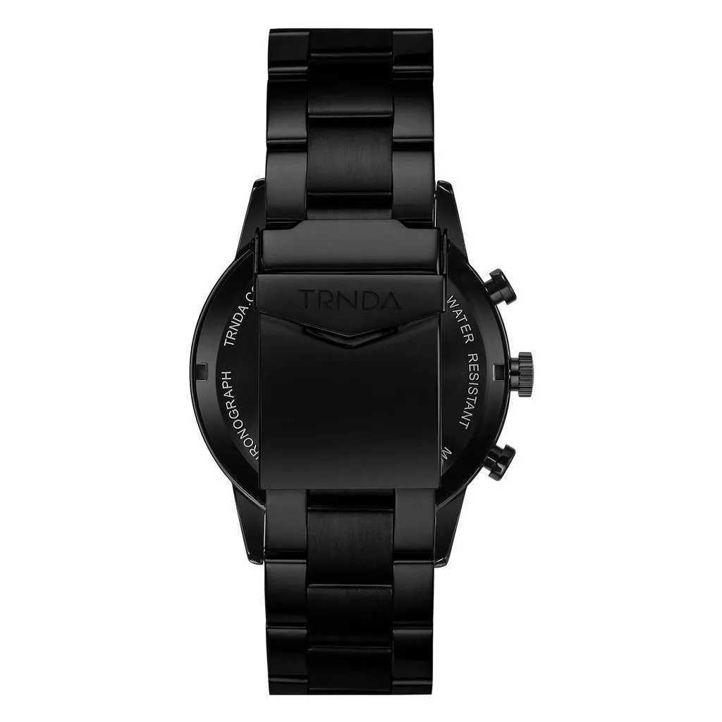 TRNDA STAINLESS STEEL MEN'S WATCH - TIMELESS ELEGANCE WITH DARK BLUE DIAL & BLACK BAND