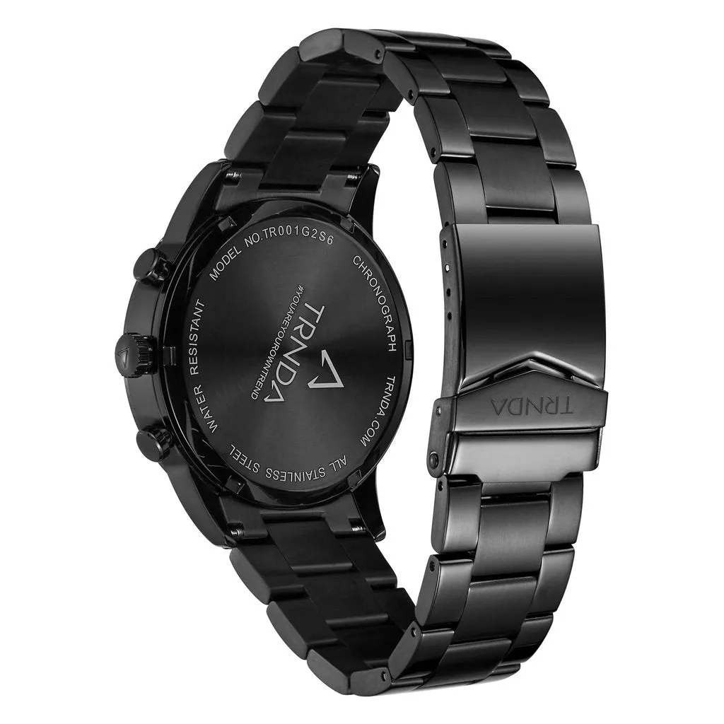 TRNDA STAINLESS STEEL MEN'S WATCH - TIMELESS ELEGANCE WITH DARK BLUE DIAL & BLACK BAND
