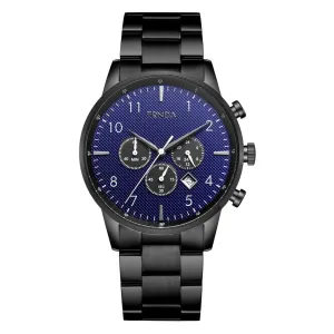 TRNDA STAINLESS STEEL MEN'S WATCH - TIMELESS ELEGANCE WITH DARK BLUE DIAL & BLACK BAND