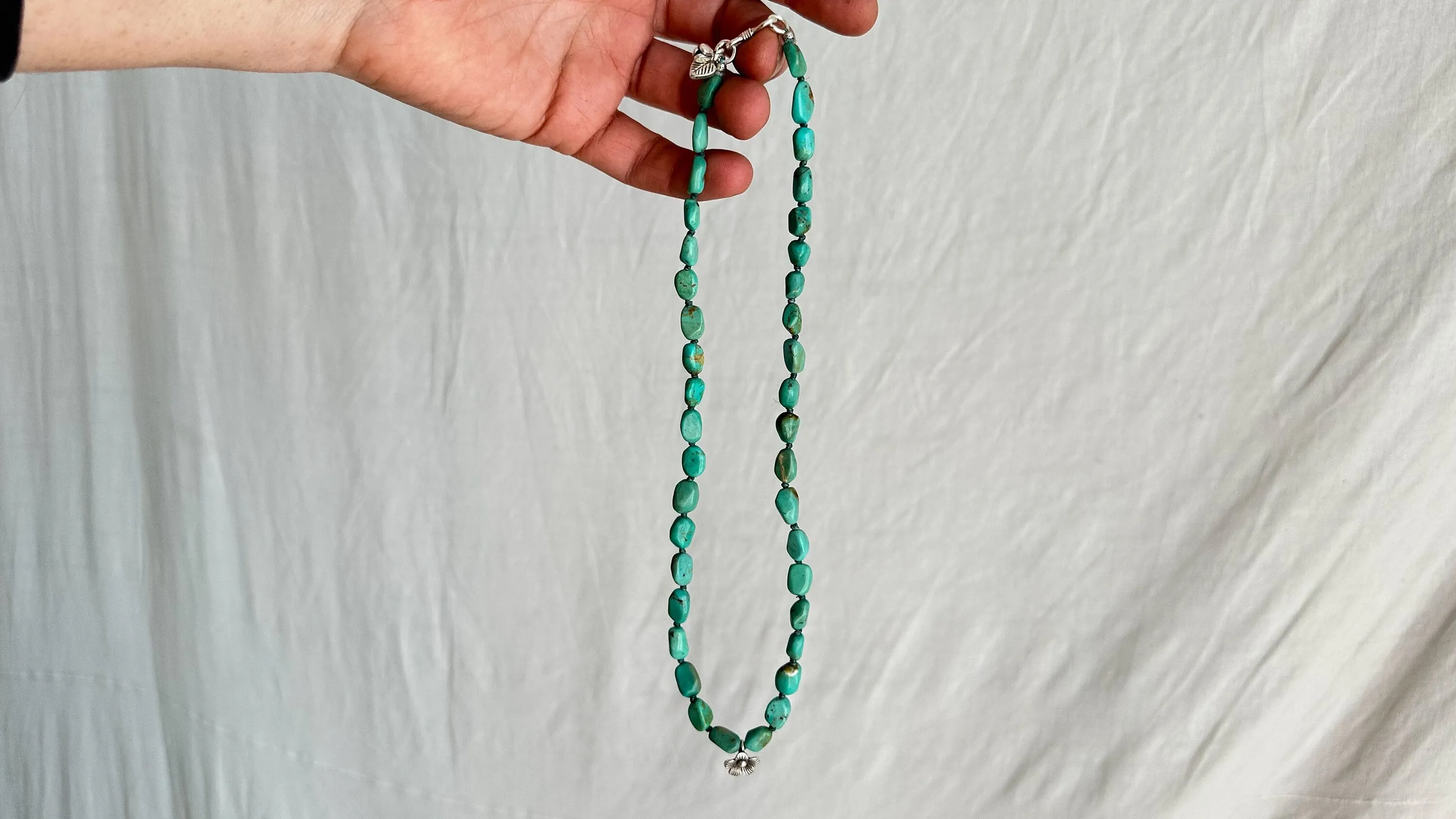 Turquoise & Sterling Necklace. Natural American Turquoise. 2278