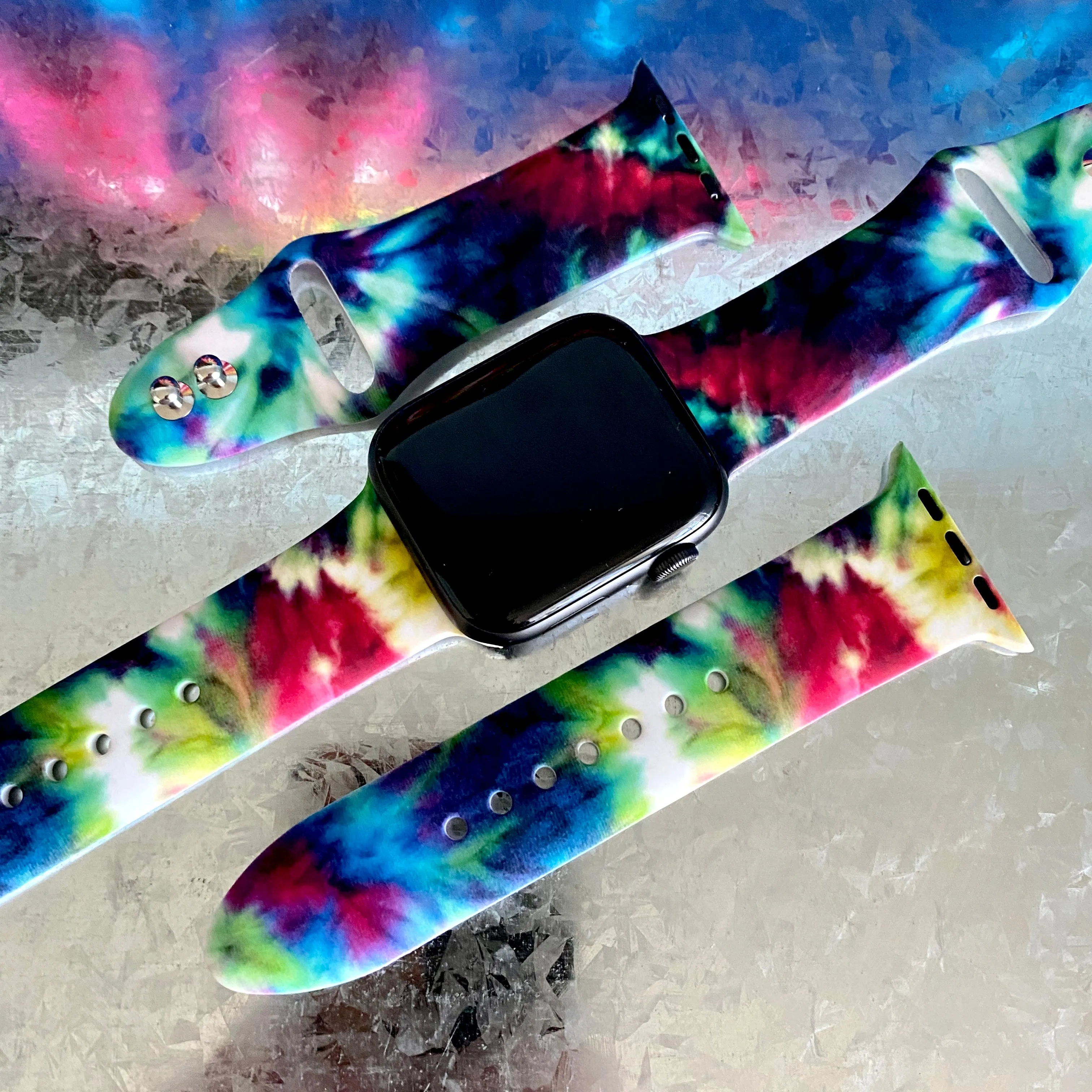 Twisted Tie Dye Print Silicone Band For Apple Watch
