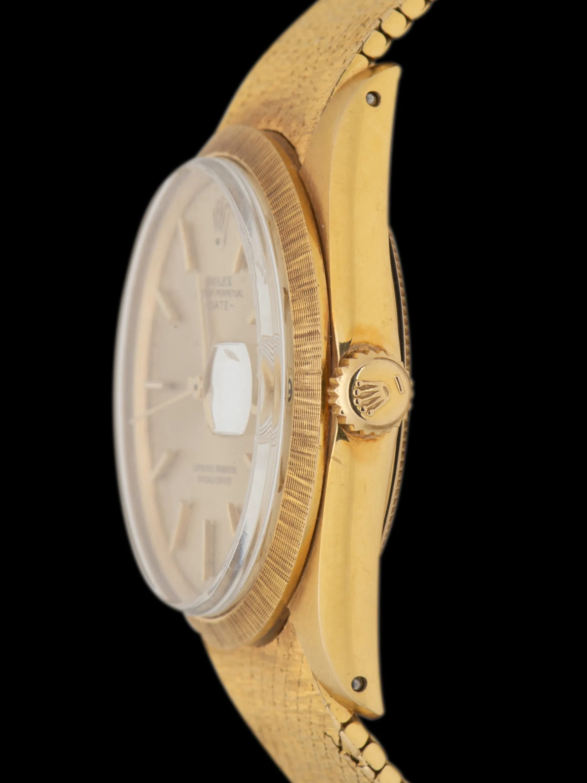 *Unpolished* 1970 Rolex Oyster-Perpetual Date (Ref. 1511) "Bark" 18K YG