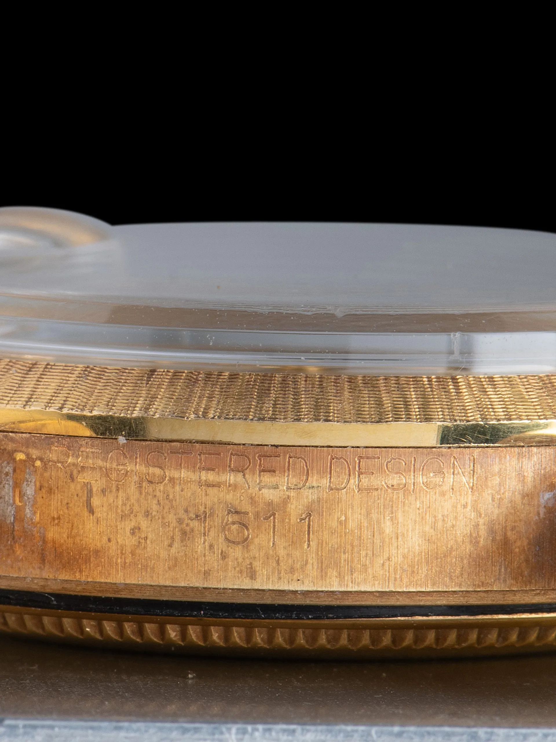 *Unpolished* 1970 Rolex Oyster-Perpetual Date (Ref. 1511) "Bark" 18K YG