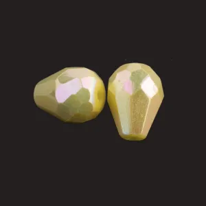 Vintage faceted AB teardrop, Germany. 10x8mm. Pkg of 4. b11-yo-0864-1