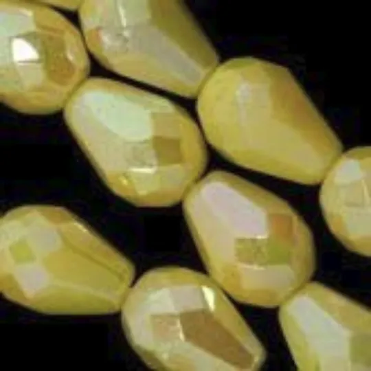 Vintage faceted AB teardrop, Germany. 10x8mm. Pkg of 4. b11-yo-0864-1