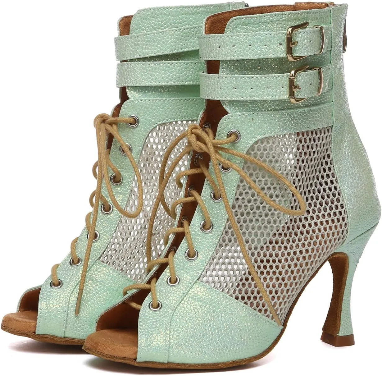 Women's Ballroom Dance Shoes Lace up Latin Modern Dance Heels,Model YCL615