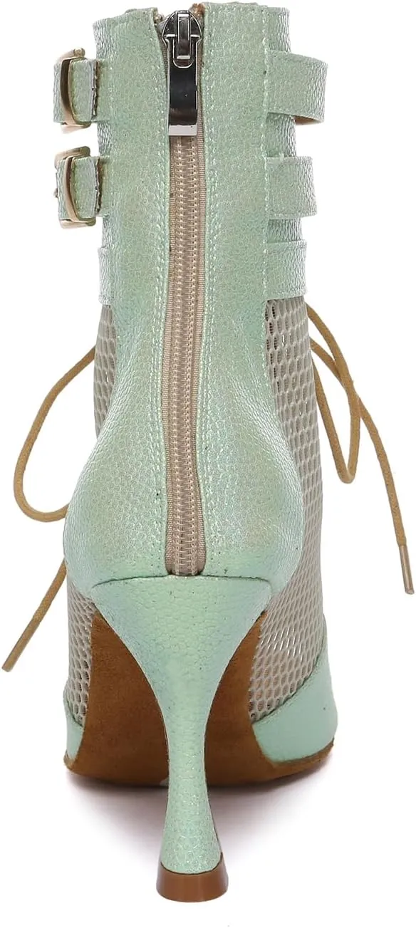 Women's Ballroom Dance Shoes Lace up Latin Modern Dance Heels,Model YCL615
