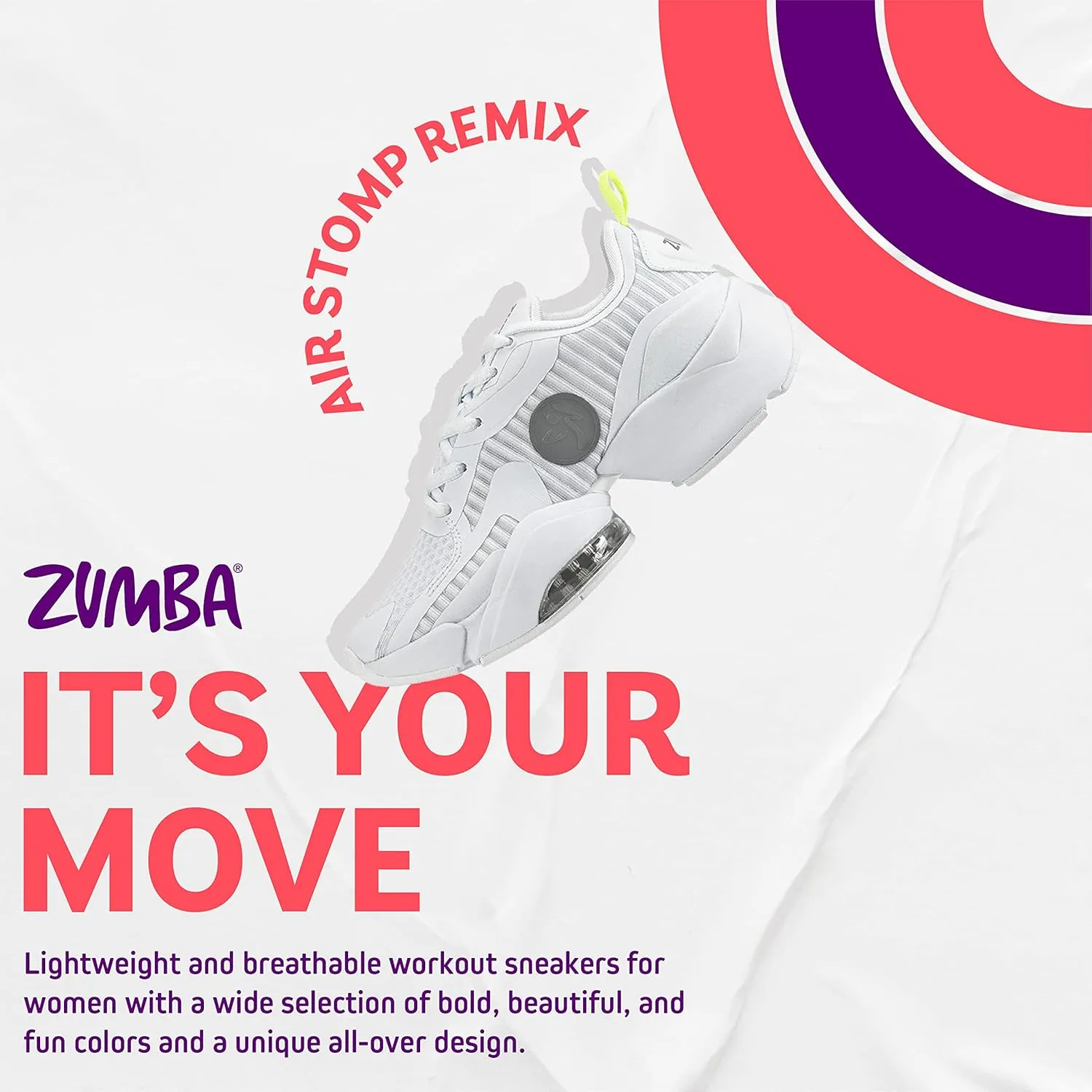 ZUMBA Womens Air Stomp Classic Athletic Shoes, Low-Top Dance Sneakers for Women